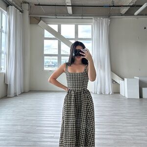 Princess Polly Black and Cream Checkered Maxi Dress